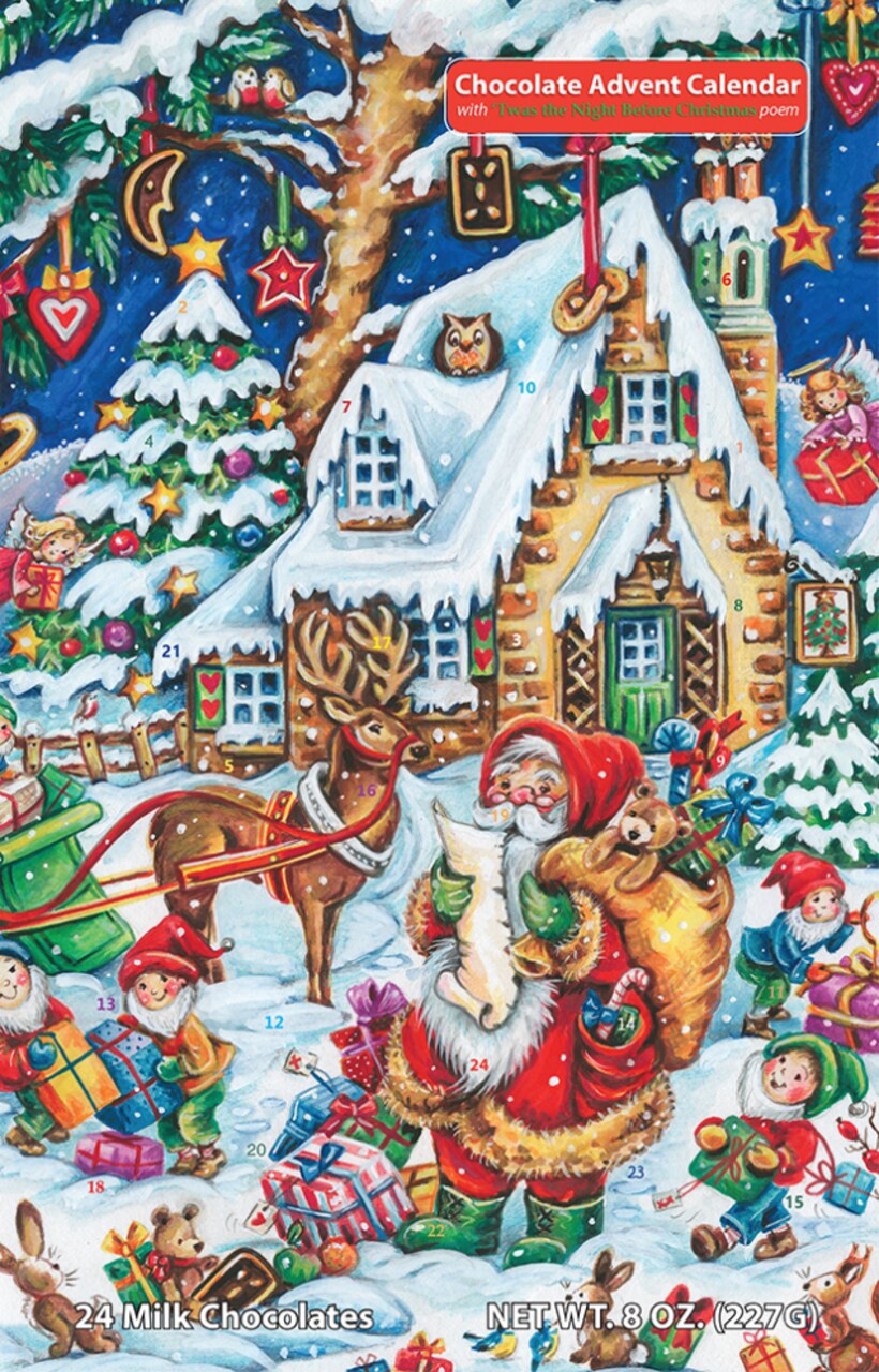 Santa's Helpers Chocolate Advent Calendar (Countdown to Christmas) - Individually Wrapped Milk Chocolate Treats - 8 oz. of Candy - by Vermont Christmas Company